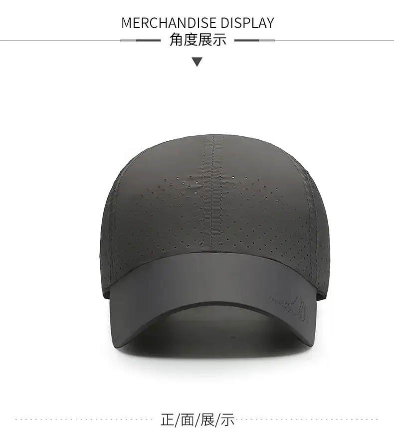 Men's Black Perforated Baseball Cap Outdoor Sports Sun Hat — feature 5