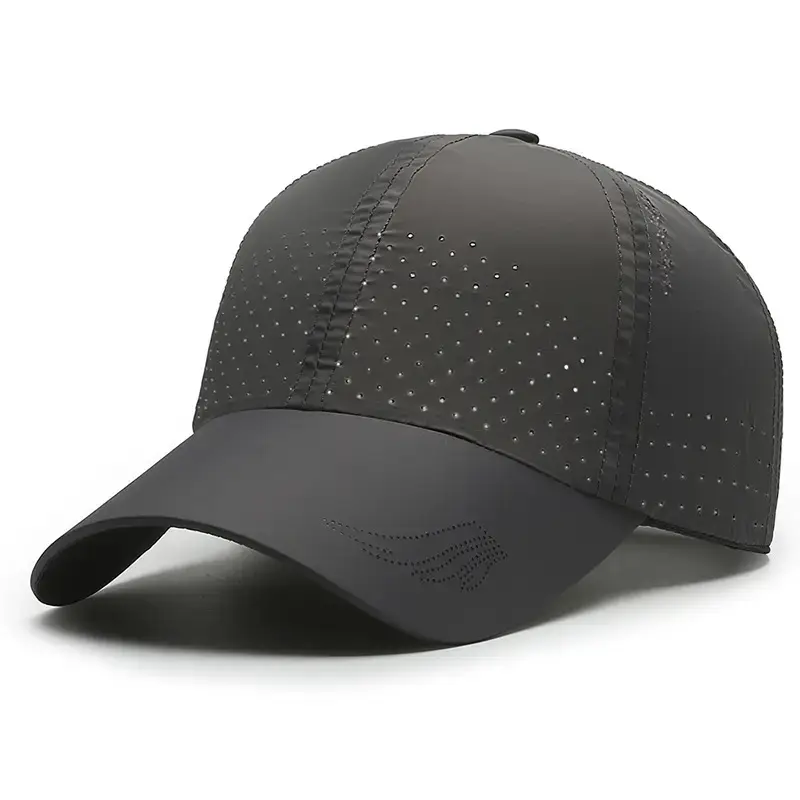 Men's Black Perforated Baseball Cap Outdoor Sports Sun Hat