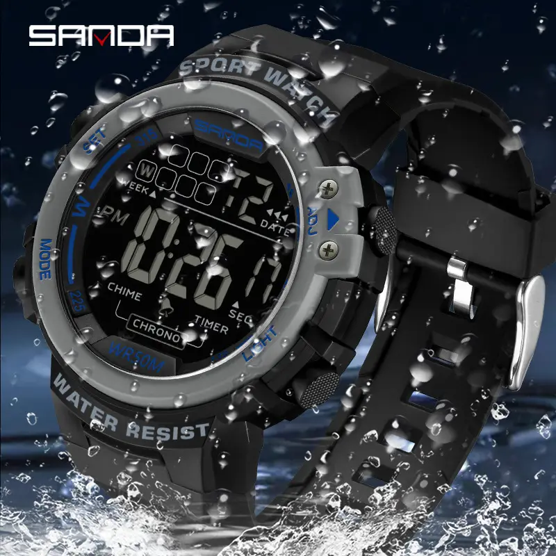Multifunctional LED Digital Watch for Men Women Waterproof Black White Night
