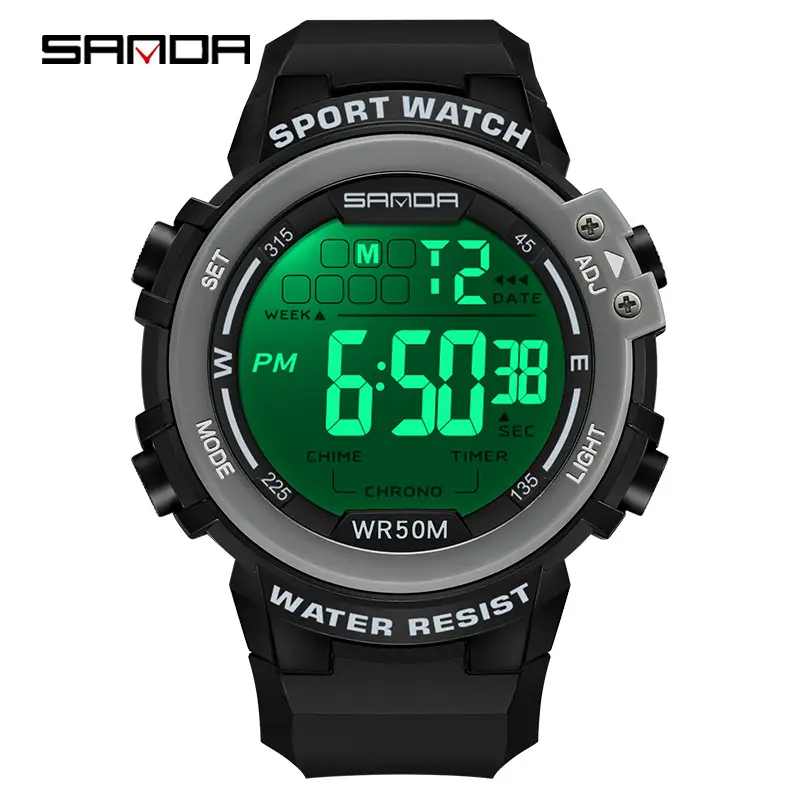 Multifunctional LED Digital Watch for Men Women Waterproof Black White Night