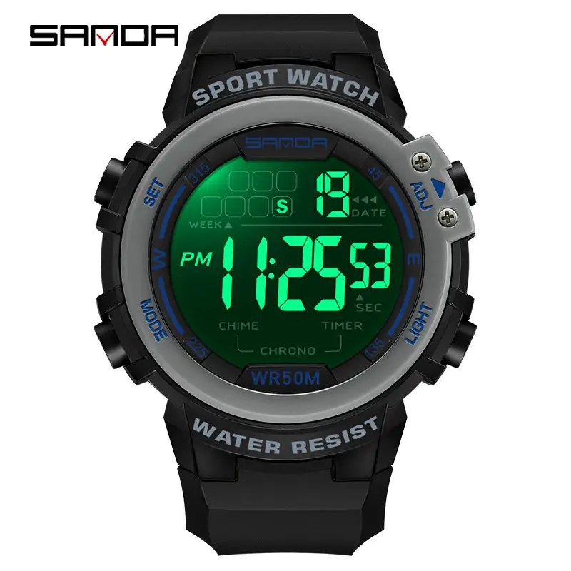 Multifunctional LED Digital Watch for Men Women Waterproof Black White Night