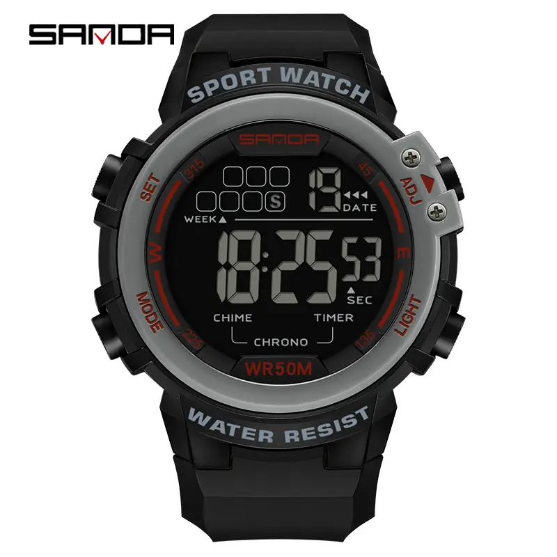 Multifunctional LED Digital Watch for Men Women Waterproof Black White Night