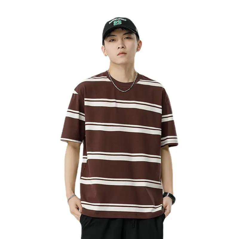 Qihaipeng Men's Japanese Striped T-Shirt Summer Loose Fit - Image 8