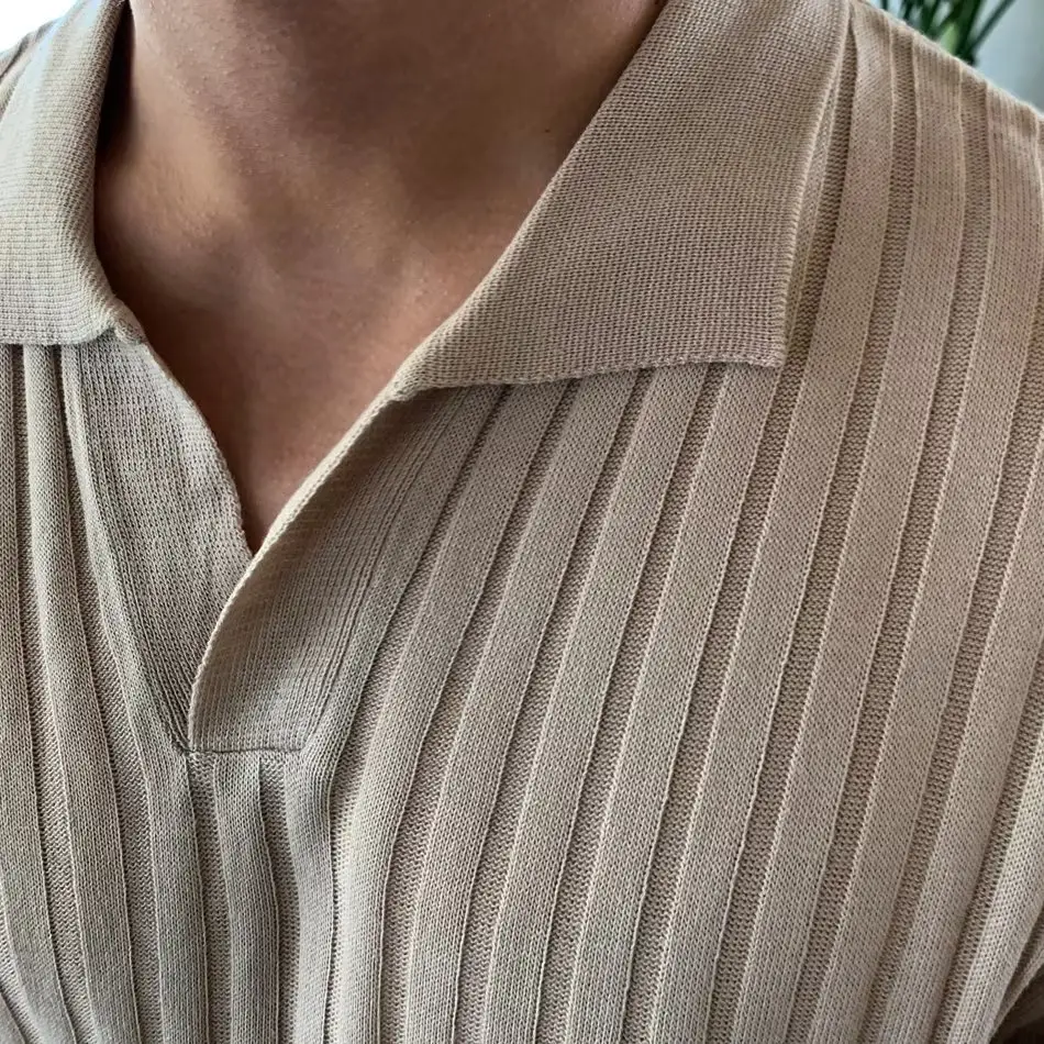 White Striped Polo Shirt for Men Summer Wear — feature 10