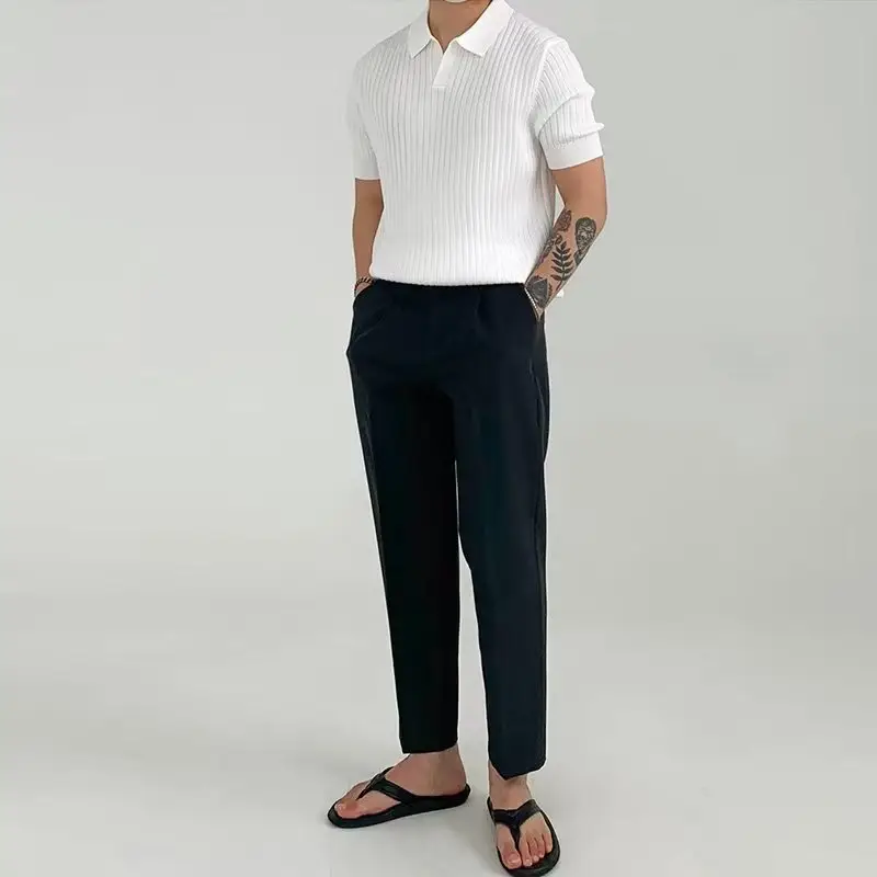 White Striped Polo Shirt for Men Summer Wear — feature 7