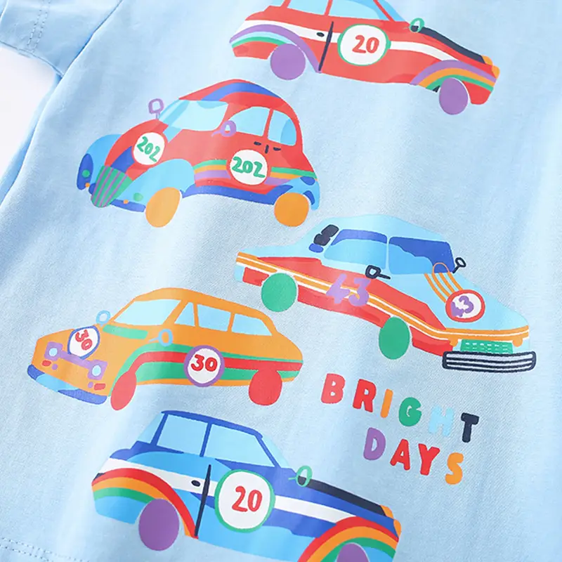 Children's Cotton Car Print T-Shirt Bright Days Summer - Image 3