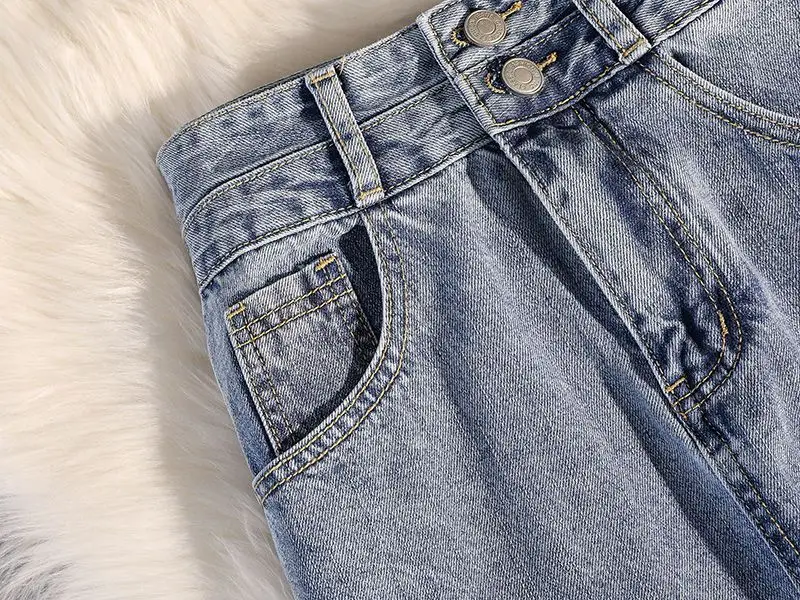 Women Denim High Waist Slim Side Slit Skirt Large — feature 11