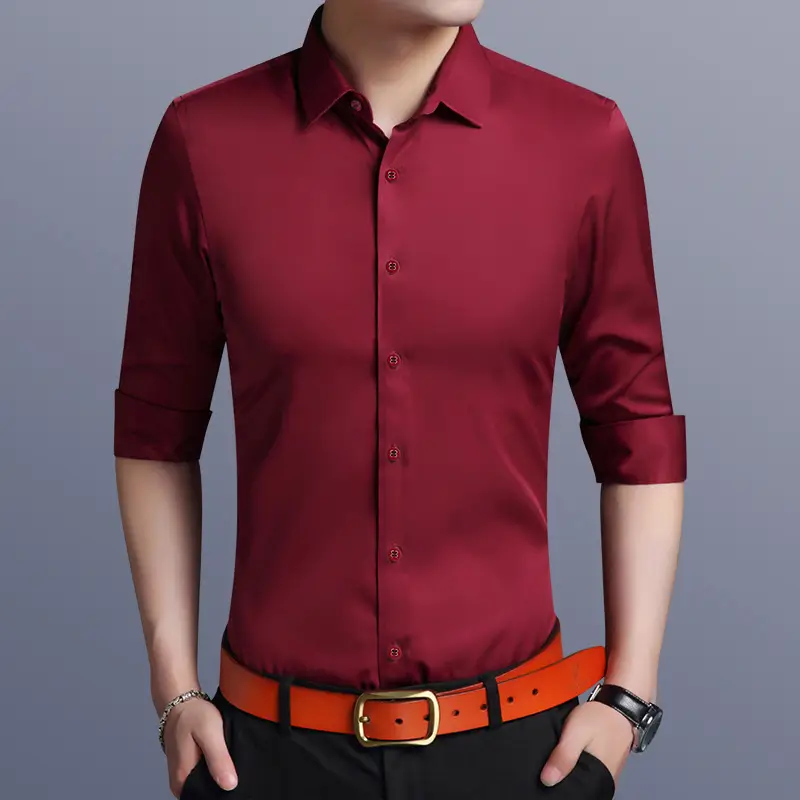 Men's White Slim Fit Long Sleeve Business Shirt - Image 5