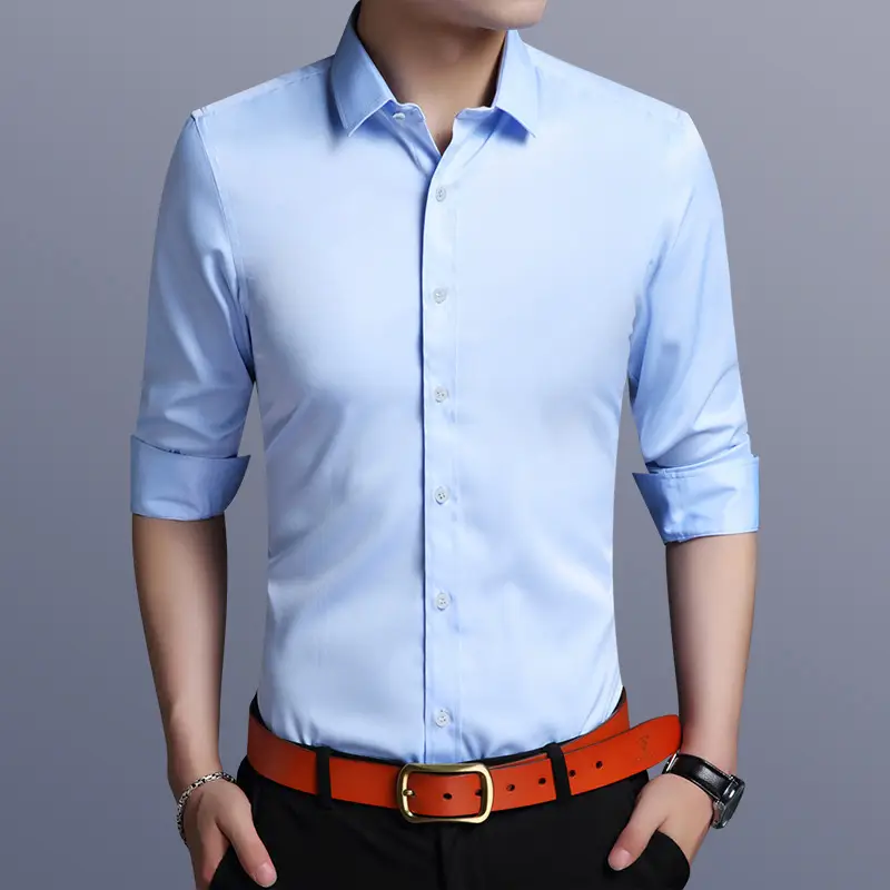 Men's White Slim Fit Long Sleeve Business Shirt - Image 2