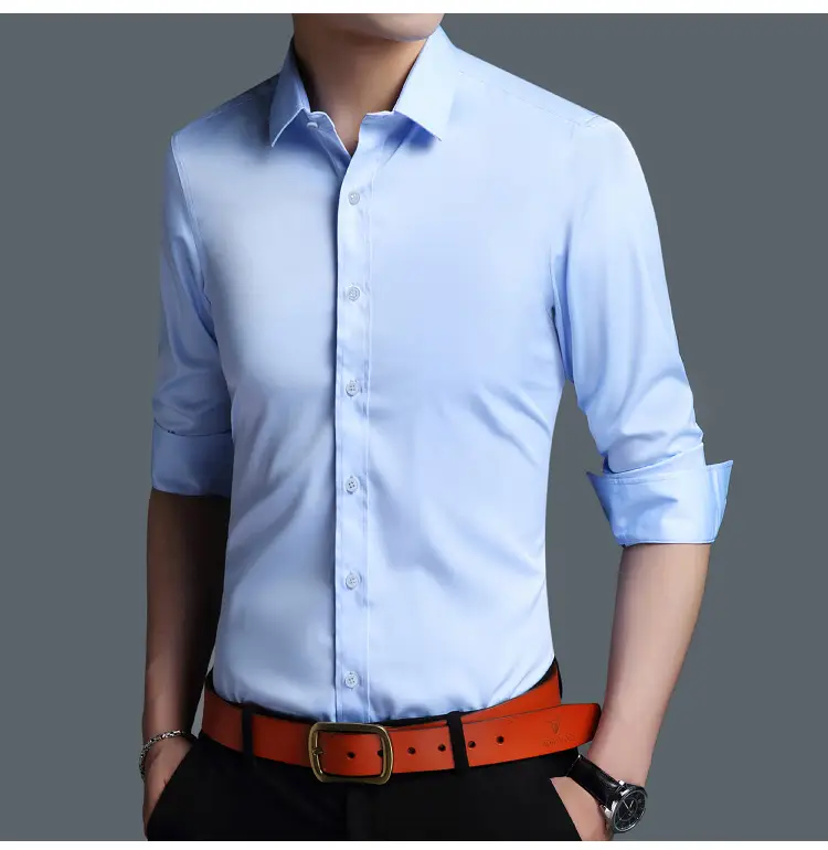 Men's White Slim Fit Long Sleeve Business Shirt — feature 11