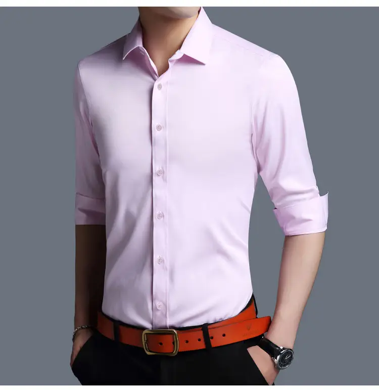 Men's White Slim Fit Long Sleeve Business Shirt — feature 12