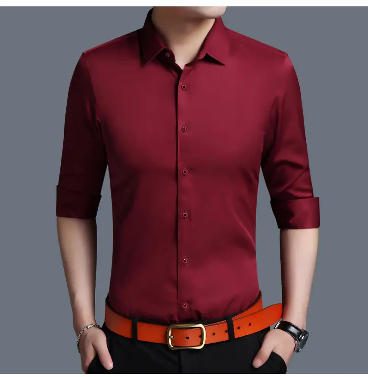 Men's White Slim Fit Long Sleeve Business Shirt — feature 13