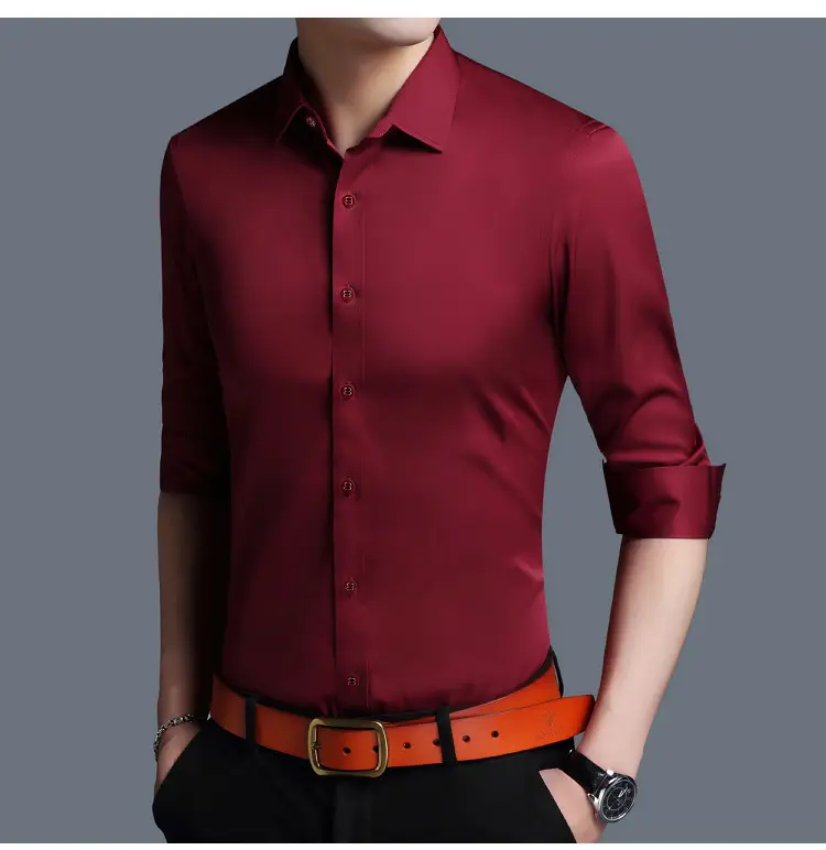 Men's White Slim Fit Long Sleeve Business Shirt — feature 14