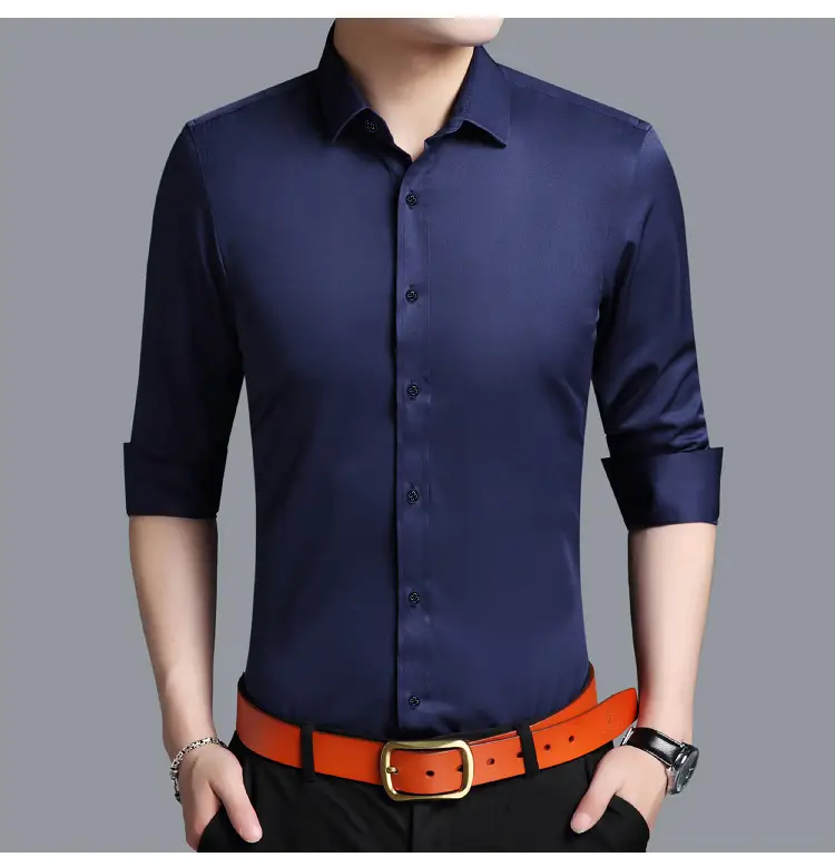 Men's White Slim Fit Long Sleeve Business Shirt — feature 15