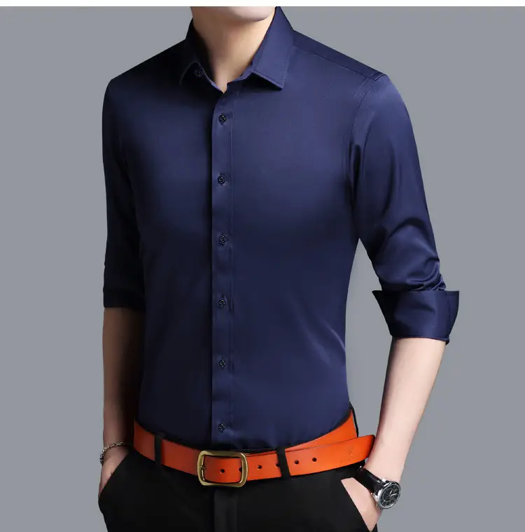Men's White Slim Fit Long Sleeve Business Shirt — feature 16