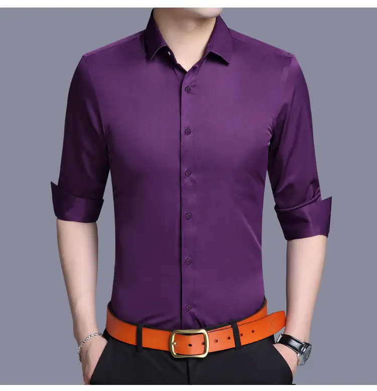 Men's White Slim Fit Long Sleeve Business Shirt — feature 17
