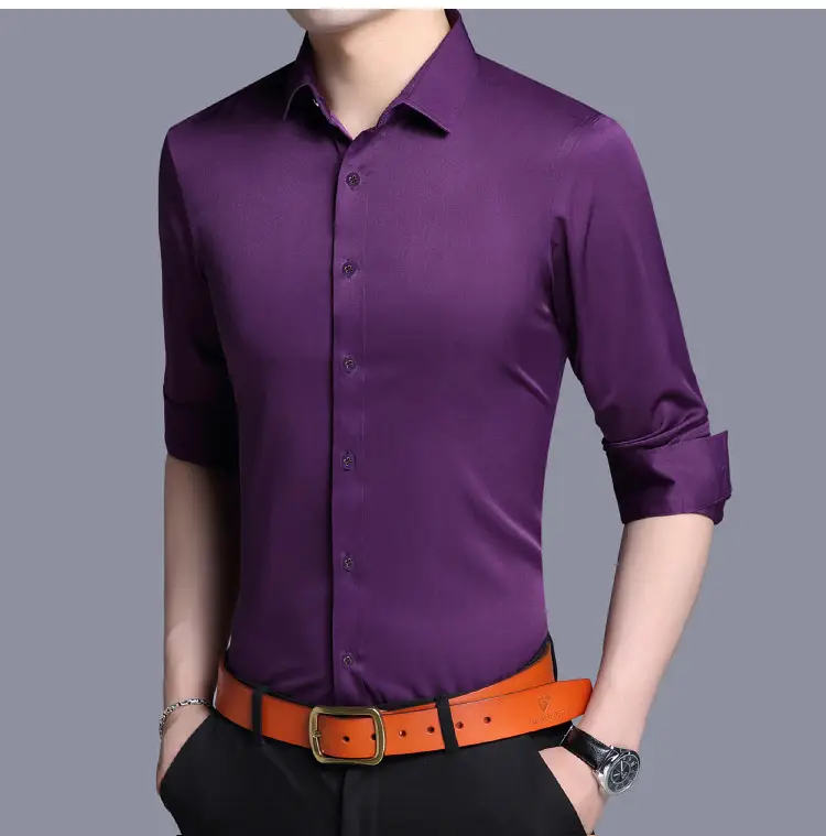 Men's White Slim Fit Long Sleeve Business Shirt — feature 18