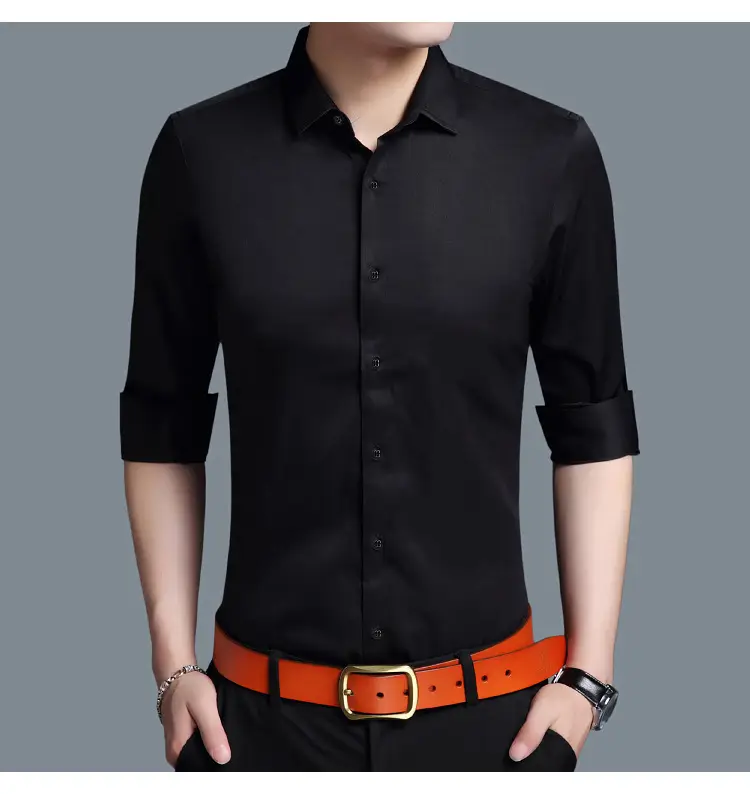 Men's White Slim Fit Long Sleeve Business Shirt — feature 19