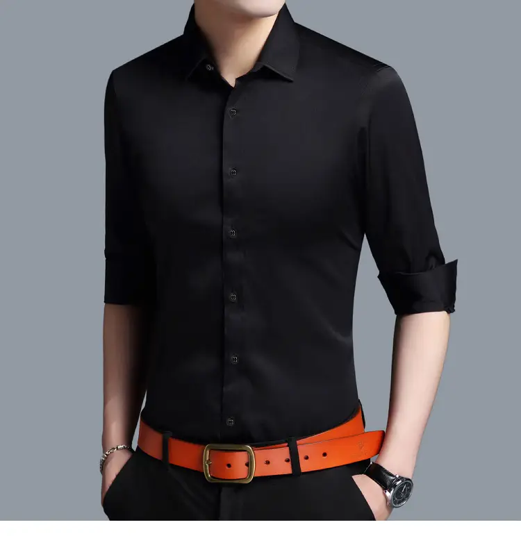 Men's White Slim Fit Long Sleeve Business Shirt — feature 20