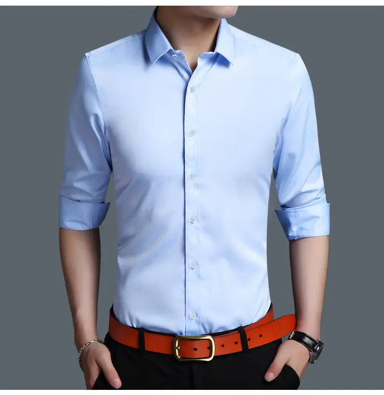 Men's White Slim Fit Long Sleeve Business Shirt — feature 9