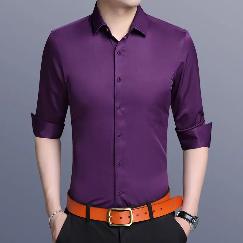 Men's White Slim Fit Long Sleeve Business Shirt - Image 4