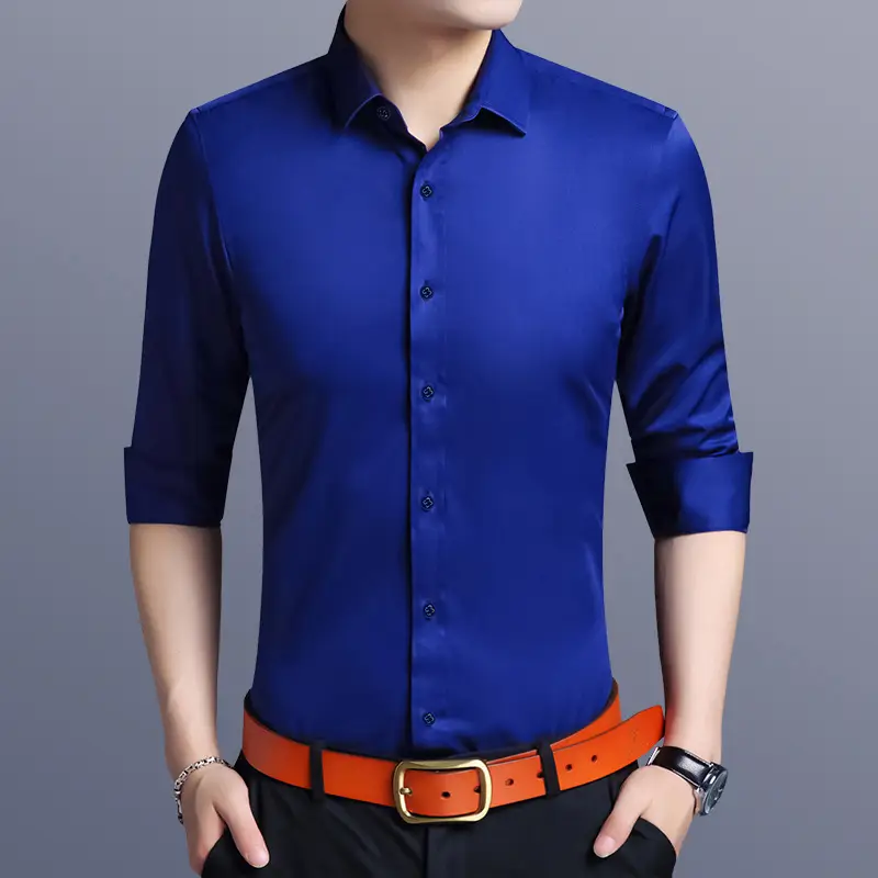 Men's White Slim Fit Long Sleeve Business Shirt - Image 6
