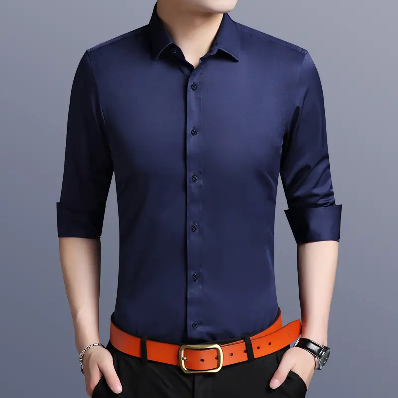 Men's White Slim Fit Long Sleeve Business Shirt - Image 7