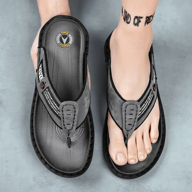 Men's 2023 Black Cross-Body Flat Flip Flops