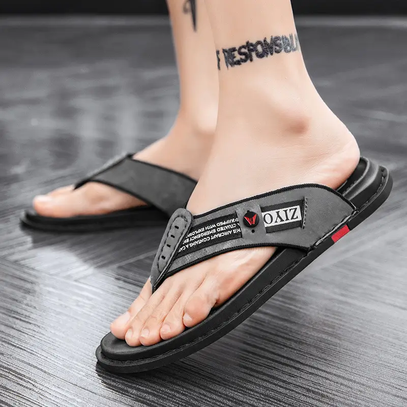 Men's 2023 Black Cross-Body Flat Flip Flops
