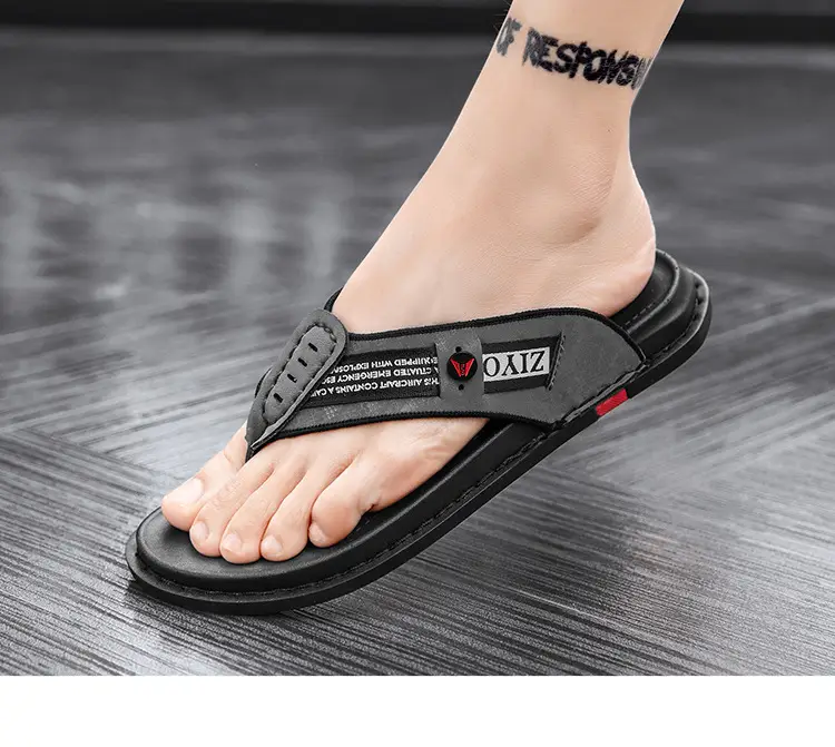 Men's 2023 Black Cross-Body Flat Flip Flops — feature 11