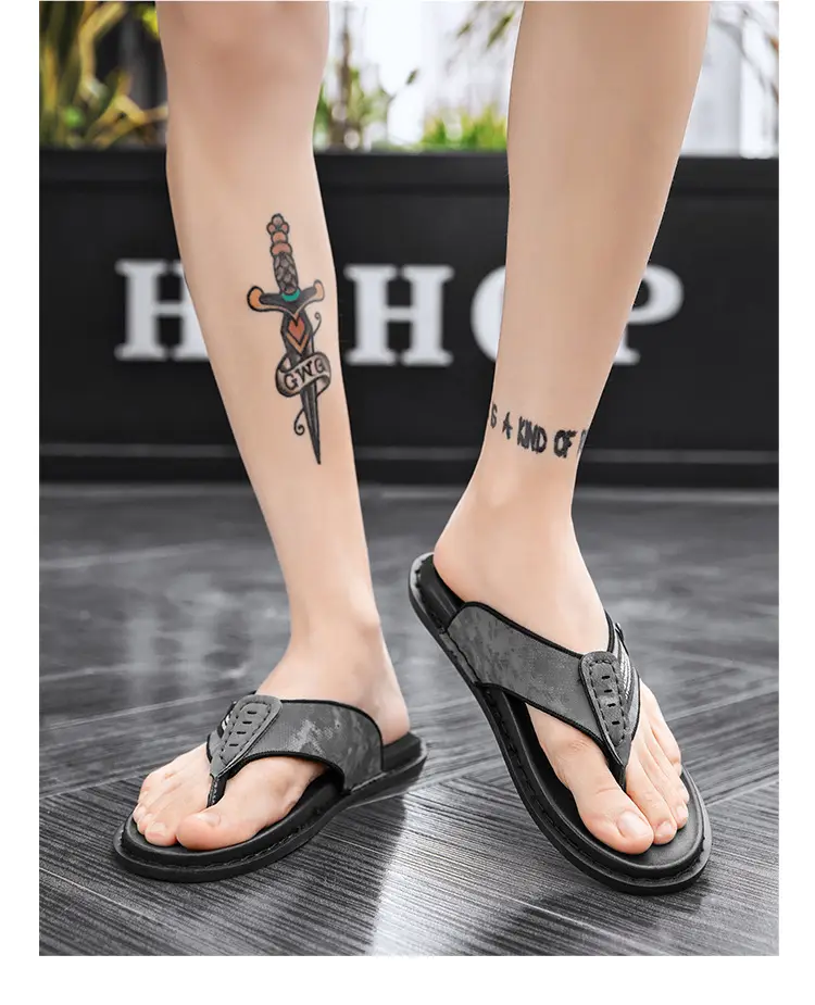 Men's 2023 Black Cross-Body Flat Flip Flops — feature 12