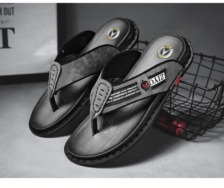 Men's 2023 Black Cross-Body Flat Flip Flops — feature 15