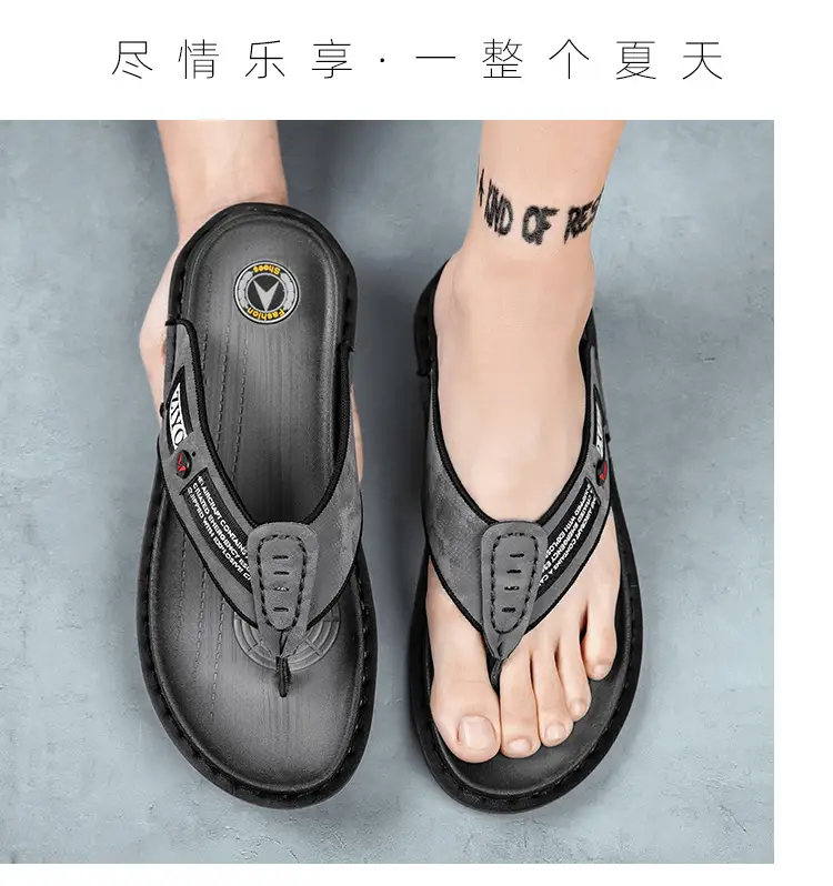 Men's 2023 Black Cross-Body Flat Flip Flops — feature 19