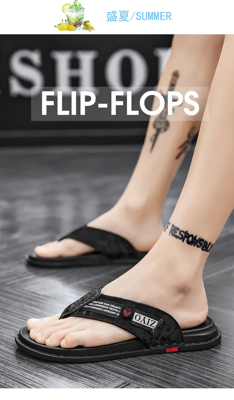 Men's 2023 Black Cross-Body Flat Flip Flops — feature 9