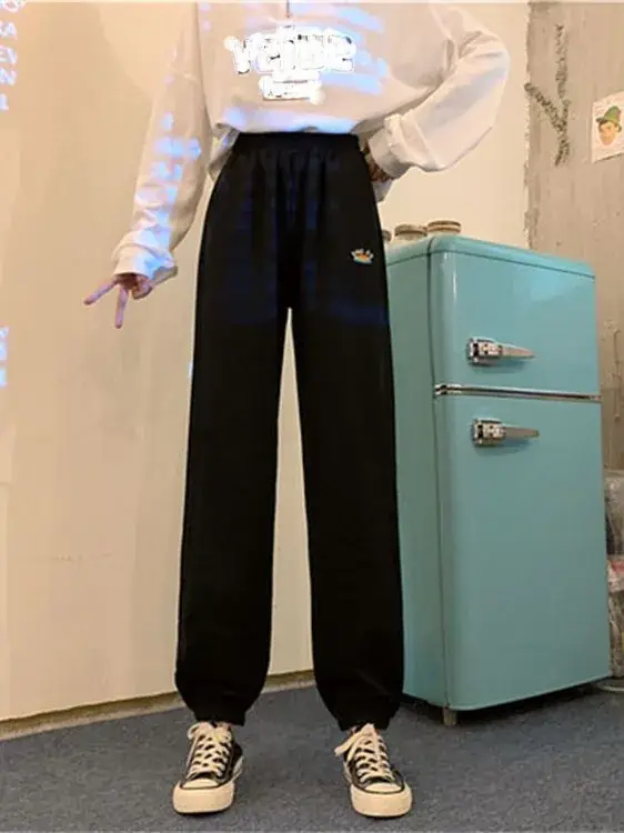 Korean Style Plus Size Embroidered Sweatpants Women - Image 5