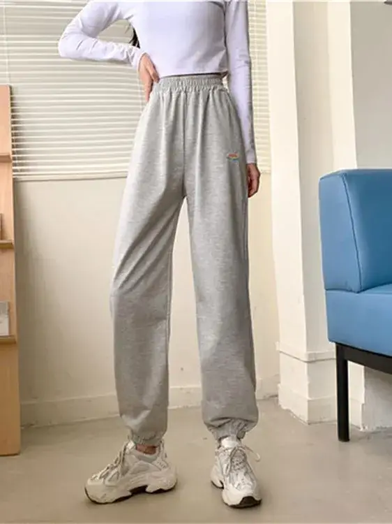 Korean Style Plus Size Embroidered Sweatpants Women - Image 6