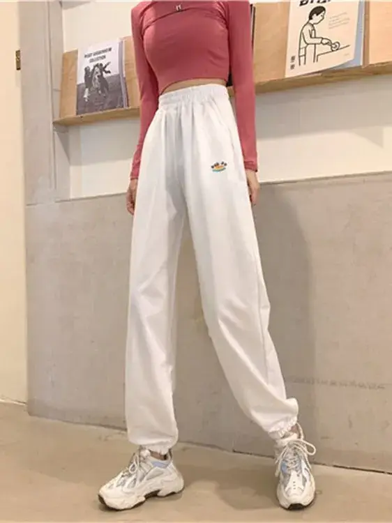 Korean Style Plus Size Embroidered Sweatpants Women - Image 7