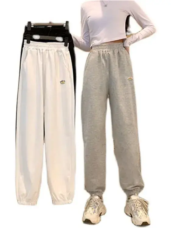 Korean Style Plus Size Embroidered Sweatpants Women - Image 8