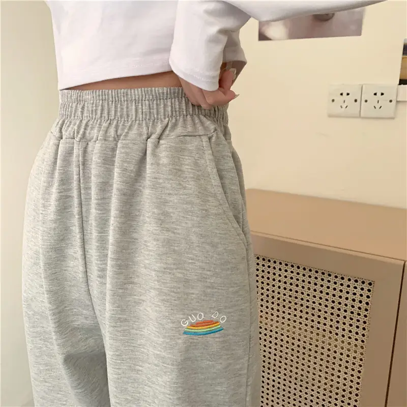 Korean Style Plus Size Embroidered Sweatpants Women — feature 20
