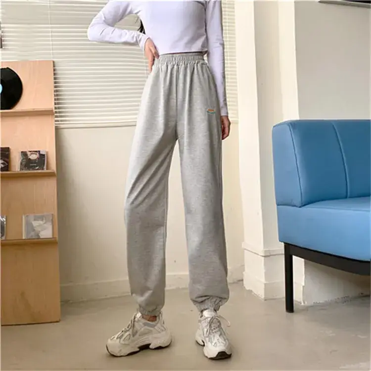 Korean Style Plus Size Embroidered Sweatpants Women - Image 2