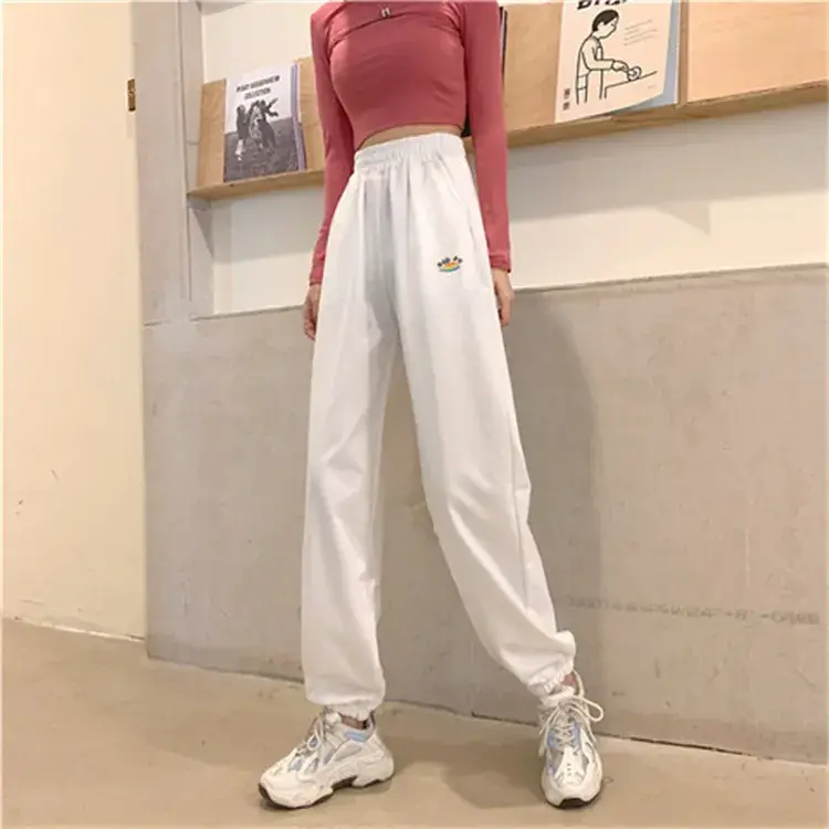 Korean Style Plus Size Embroidered Sweatpants Women - Image 3