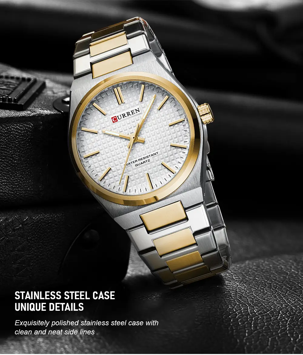 Curren Men's Gold Steel Watch with Dial — feature 3