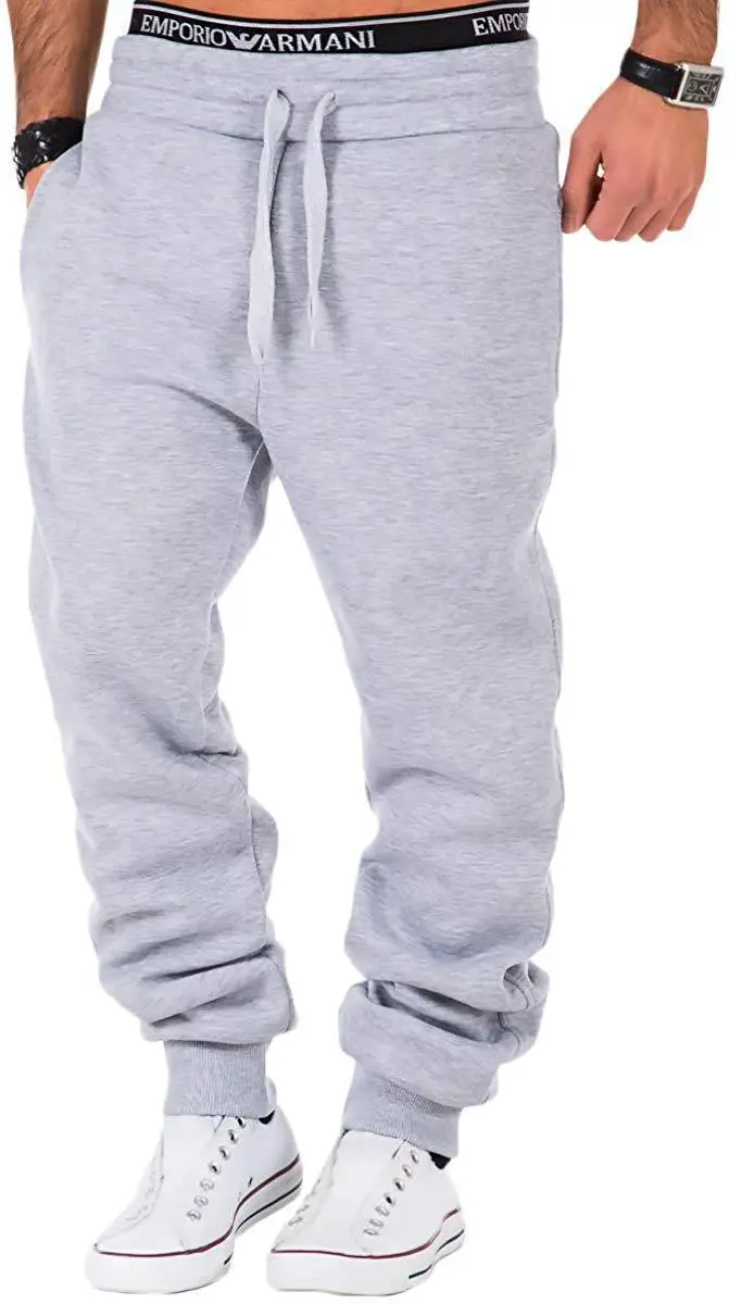 White Elastic Waistband Casual Sports Pants for Men Women - Image 4