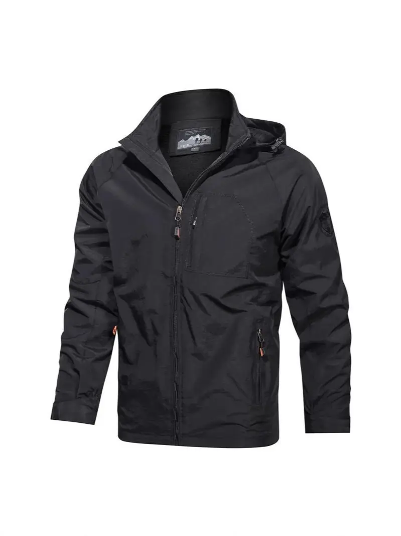 Men's 2025 Spring Hooded Zipper Jacket Olive Green - Image 9