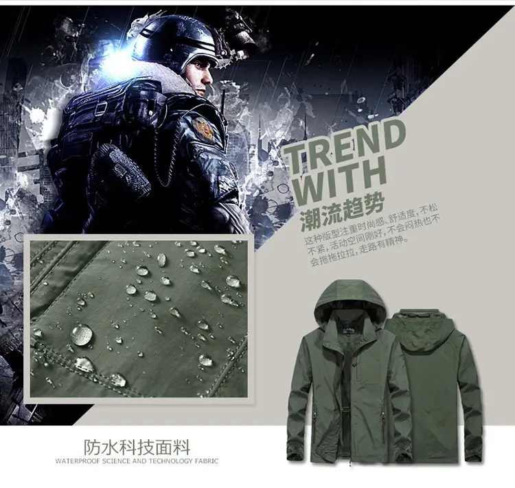 Men's 2025 Spring Hooded Zipper Jacket Olive Green — feature 5