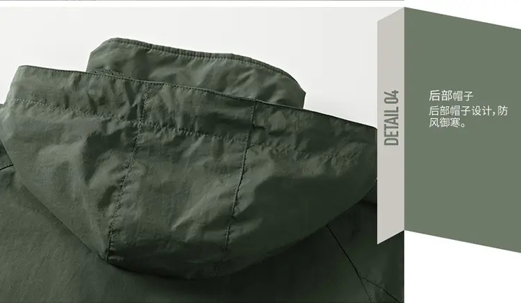 Men's 2025 Spring Hooded Zipper Jacket Olive Green — feature 9