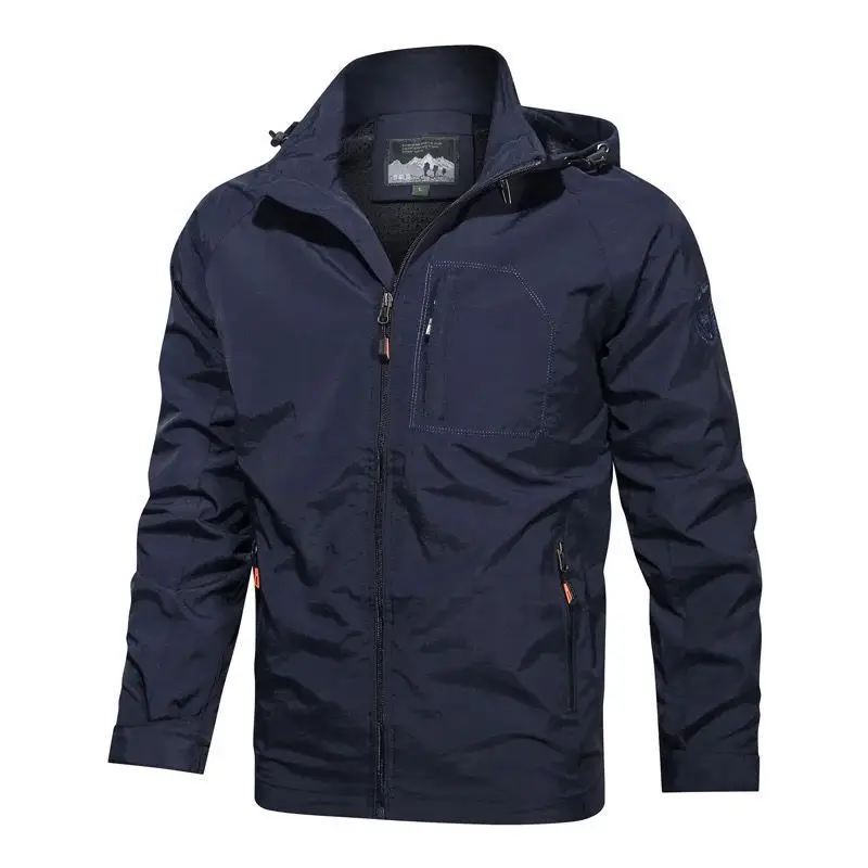 Men's 2025 Spring Hooded Zipper Jacket Olive Green - Image 4
