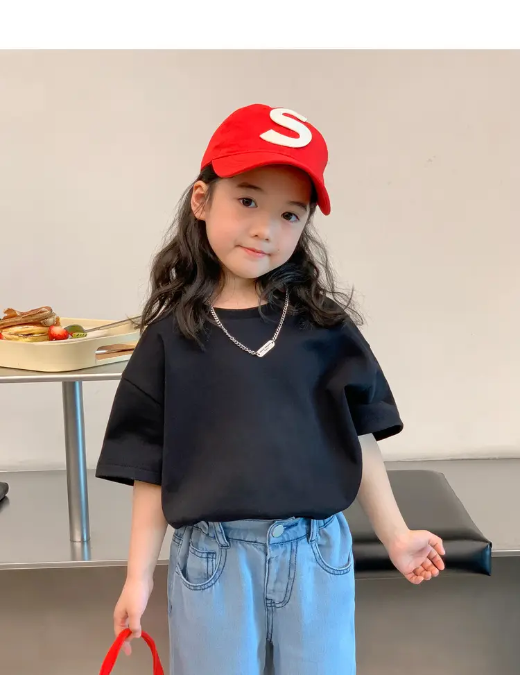 Black T-Shirt for Girls Summer Wear Solid Color — feature 43