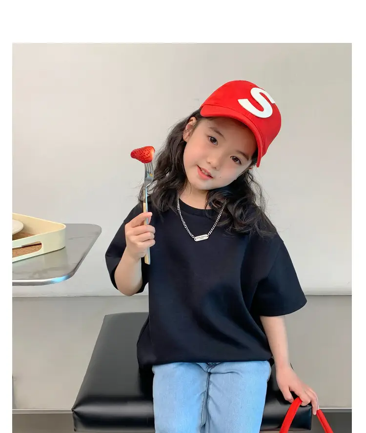 Black T-Shirt for Girls Summer Wear Solid Color — feature 46