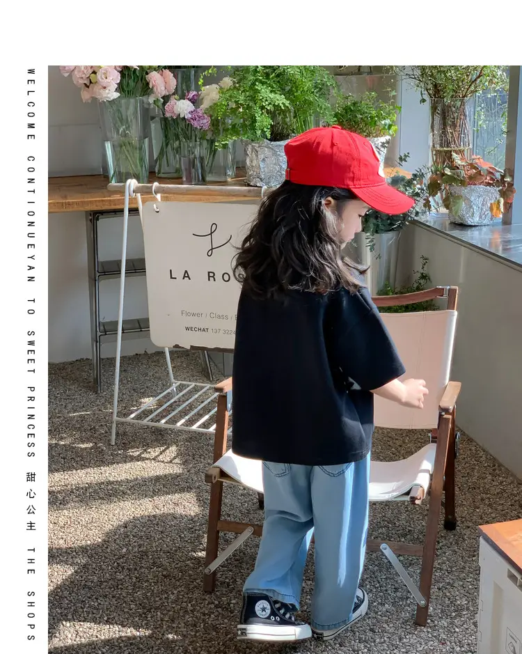 Black T-Shirt for Girls Summer Wear Solid Color — feature 47